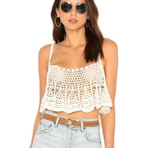 FREE PEOPLE Free Bird Ivory Crochet Festival Crop